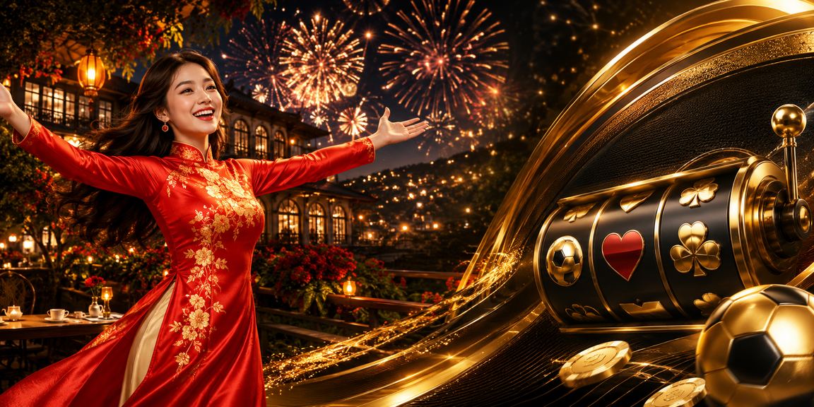 Thiếu nữ áo dài chơi game tại không gian giải trí Đà Lạt buổi tối
